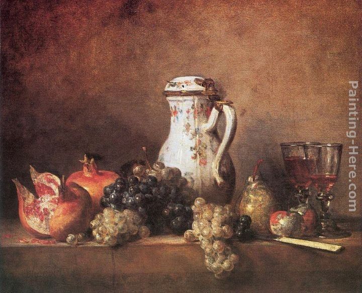 Jean Baptiste Simeon Chardin Still Life with Grapes and Pomegranates